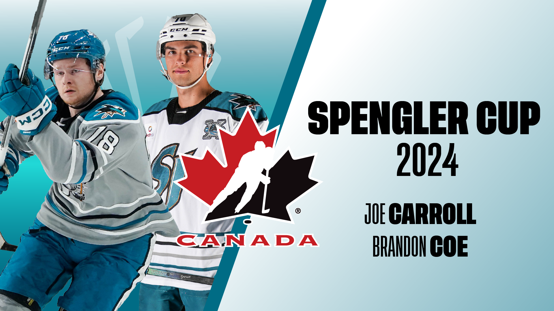 COE AND CARROLL NAMED TO CANADA’S SPENGLER CUP ROSTER San Jose Barracuda